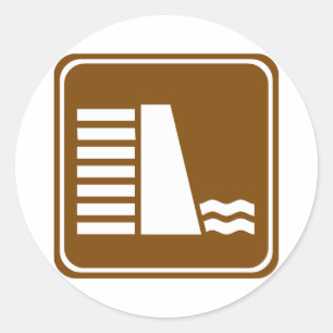 Pegatina Redonda Rótulo de la autopista Dam o Reservoir