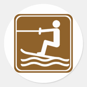 Pegatina Redonda Rótulo de la autopista de esquí acuático