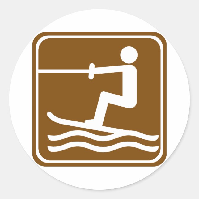 Pegatina Redonda Rótulo de la autopista de esquí acuático (Anverso)