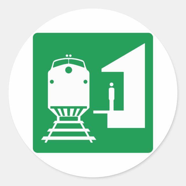 Pegatina Redonda Rótulo de la autopista de la estación de tren (Anverso)