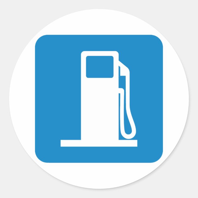 Pegatina Redonda Rótulo de la autopista de la gasolinera (Anverso)