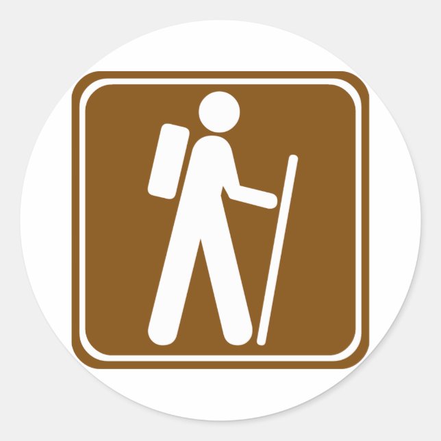 Pegatina Redonda Rótulo de la autopista de senderismo (Anverso)