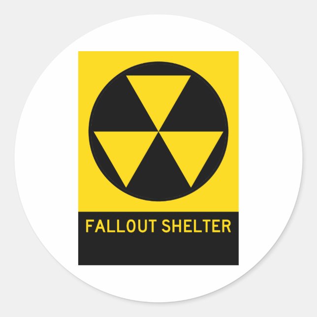 Pegatina Redonda Rótulo de la autopista Fallout Shelter (Anverso)