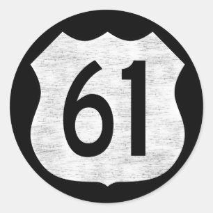 Pegatina Redonda Rótulo de la autopista U.S. 61