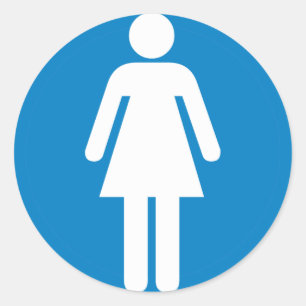 Pegatina Redonda Rótulo de la autopista Women's Restroom