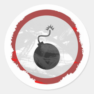 Pegatina Redonda Rótulo de la bomba del Grunge