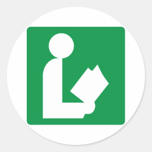 Pegatina Redonda Rótulo de la carretera de la biblioteca