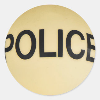 Pegatina Redonda Rótulo de la estación de policía de Vintage
