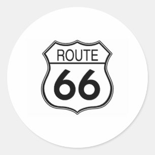 Pegatina Redonda Rótulo de la ruta 66