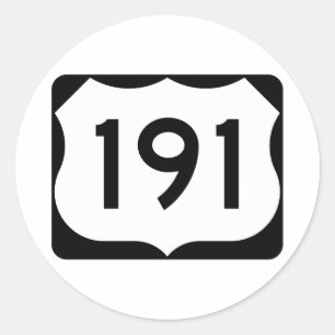 Pegatina Redonda RÓTULO de la Ruta de los Estados Unidos 191