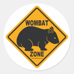 Pegatina Redonda Rótulo de la zona de Wombat