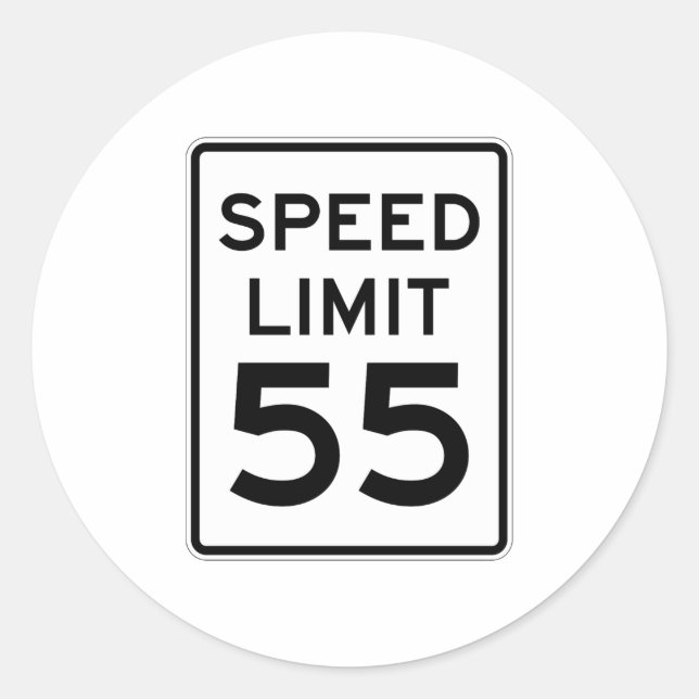 Pegatina Redonda Rótulo de límite de velocidad de 55 MPH (Anverso)