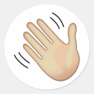 Pegatina Redonda Rótulo de mano ondulante - Emoji