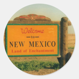 Pegatina Redonda Rótulo de Nuevo México