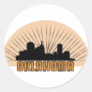 Pegatina Redonda Rótulo de Oklahoma