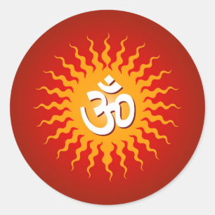 Pegatina Redonda Rótulo de OM