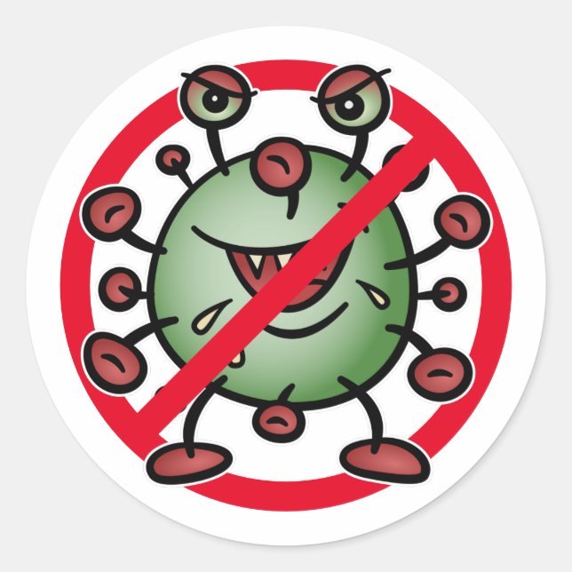 Pegatina Redonda Rótulo de parada del Personalizado Funny del Virus (Anverso)