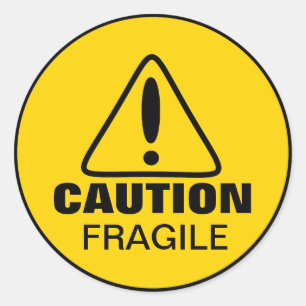 Pegatina Redonda Rótulo de precaución frágil