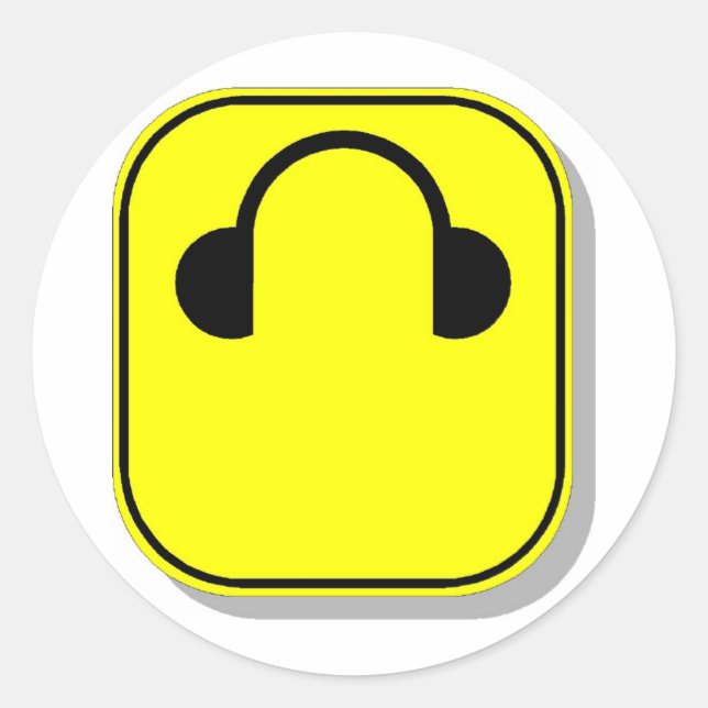 Pegatina Redonda Rótulo de protección de oídos 2 (Anverso)