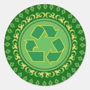 Pegatina Redonda Rótulo de reciclaje de Medallion