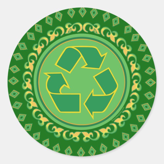 Pegatina Redonda Rótulo de reciclaje de Medallion (Anverso)