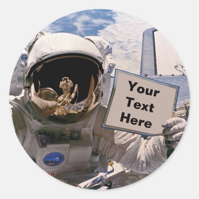 Pegatina Redonda Rótulo de retención de astronautas de la NASA - Añ (Anverso)