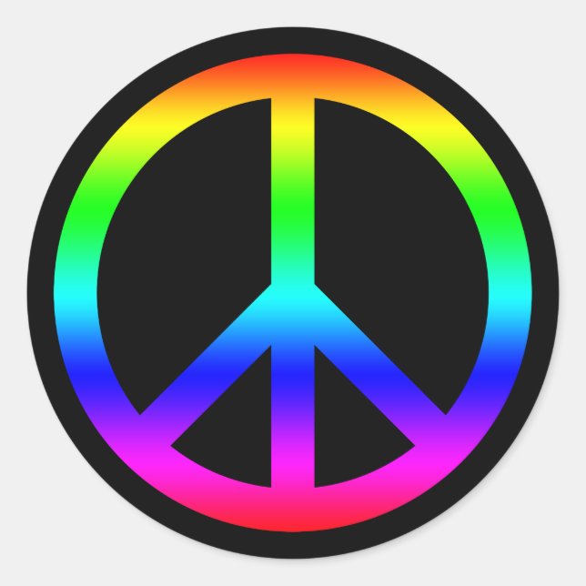 Pegatina Redonda Rótulo De Símbolo De Paz De Gradiente Arcoiris Sob (Anverso)