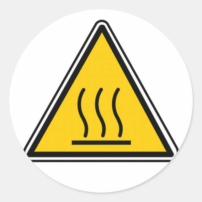 Pegatina Redonda Rótulo de superficie caliente (Anverso)