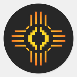 Pegatina Redonda Rótulo de Zia Sun