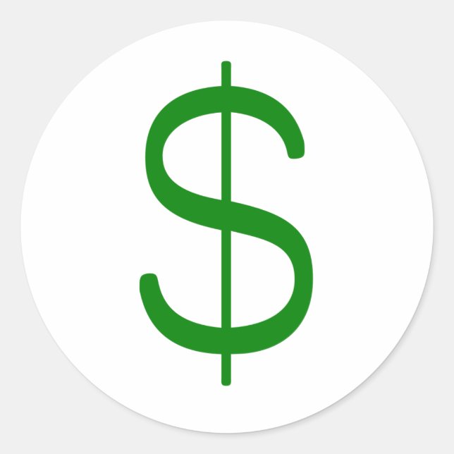 Pegatina Redonda Rótulo del dólar$ Rosa Verde Amarillo (Anverso)