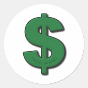 Pegatina Redonda Rótulo del dólar verde