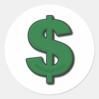 Pegatina Redonda Rótulo del dólar verde