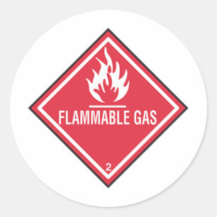 Pegatina Redonda Rótulo del gas inflamable