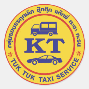 Pegatina Redonda Rótulo del Servicio de Taxi Tuk Tuk, Tailandia