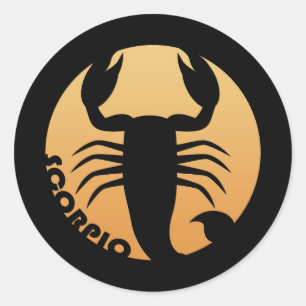 Pegatina Redonda Rótulo Escorpio Zodiac