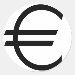 Pegatina Redonda Rótulo Euro