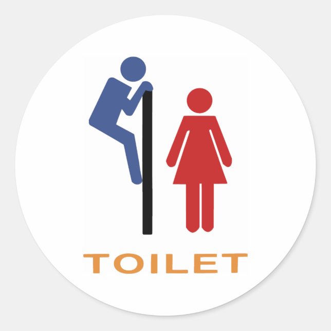 Pegatina Redonda Rótulo Funny Toilet (Anverso)