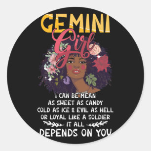 Pegatina Redonda Rótulo Gemini Chica Zodiac para el Rótulo Gemini M