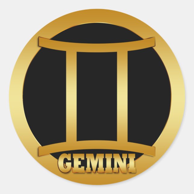 Pegatina Redonda Rótulo GEMINI GOLD ZODIAC (Anverso)
