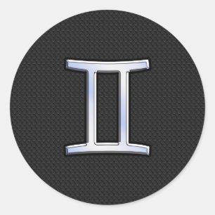 Pegatina Redonda Rótulo Gemini Zodiac