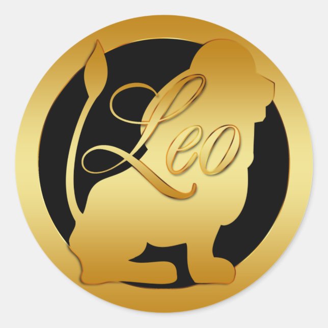 PEGATINA REDONDA RÓTULO GOLD LEO ZODIAC (Anverso)