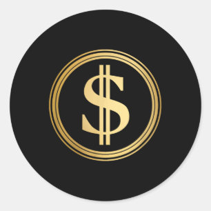 Pegatina Redonda Rótulo Golden Dollar, p. ej. 4 de julio Trump 47 R