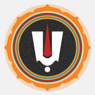 Pegatina Redonda Rótulo hindú de Tilak - símbolo hindú de Lotus