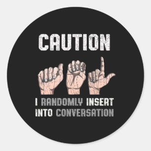 Pegatina Redonda Rótulo Idioma Aparato Conciencia Sorda ASL Regalo 