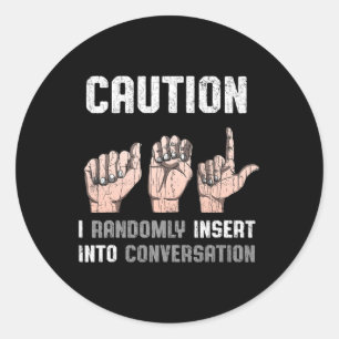 Pegatina Redonda Rótulo Idioma Aparato Conciencia Sorda ASL Regalo