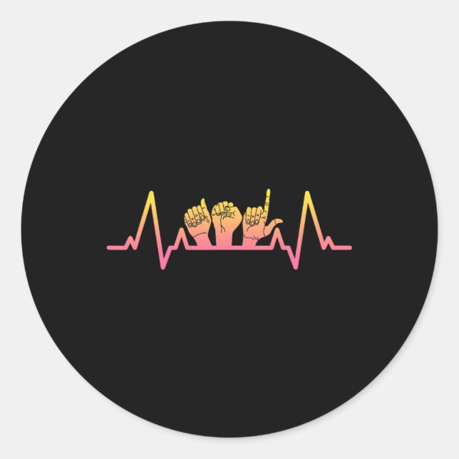 Pegatina Redonda Rótulo Idioma Heartbeat Tee Teacher Conciencia Sor (Anverso)