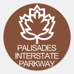 Pegatina Redonda Rótulo Interstate Parkway de Palisades, Estados Un