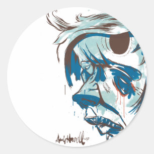 Pegatina Redonda Rótulo japonés - Rojo