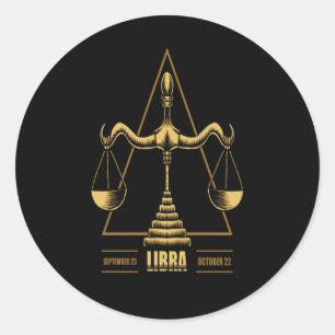 Pegatina Redonda Rótulo Libra Zodiac