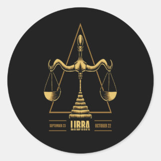 Pegatina Redonda Rótulo Libra Zodiac